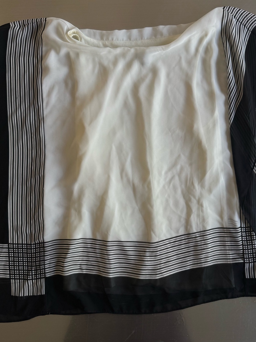 Ann Taylor Black & White Striped Sheer Panel Blouse